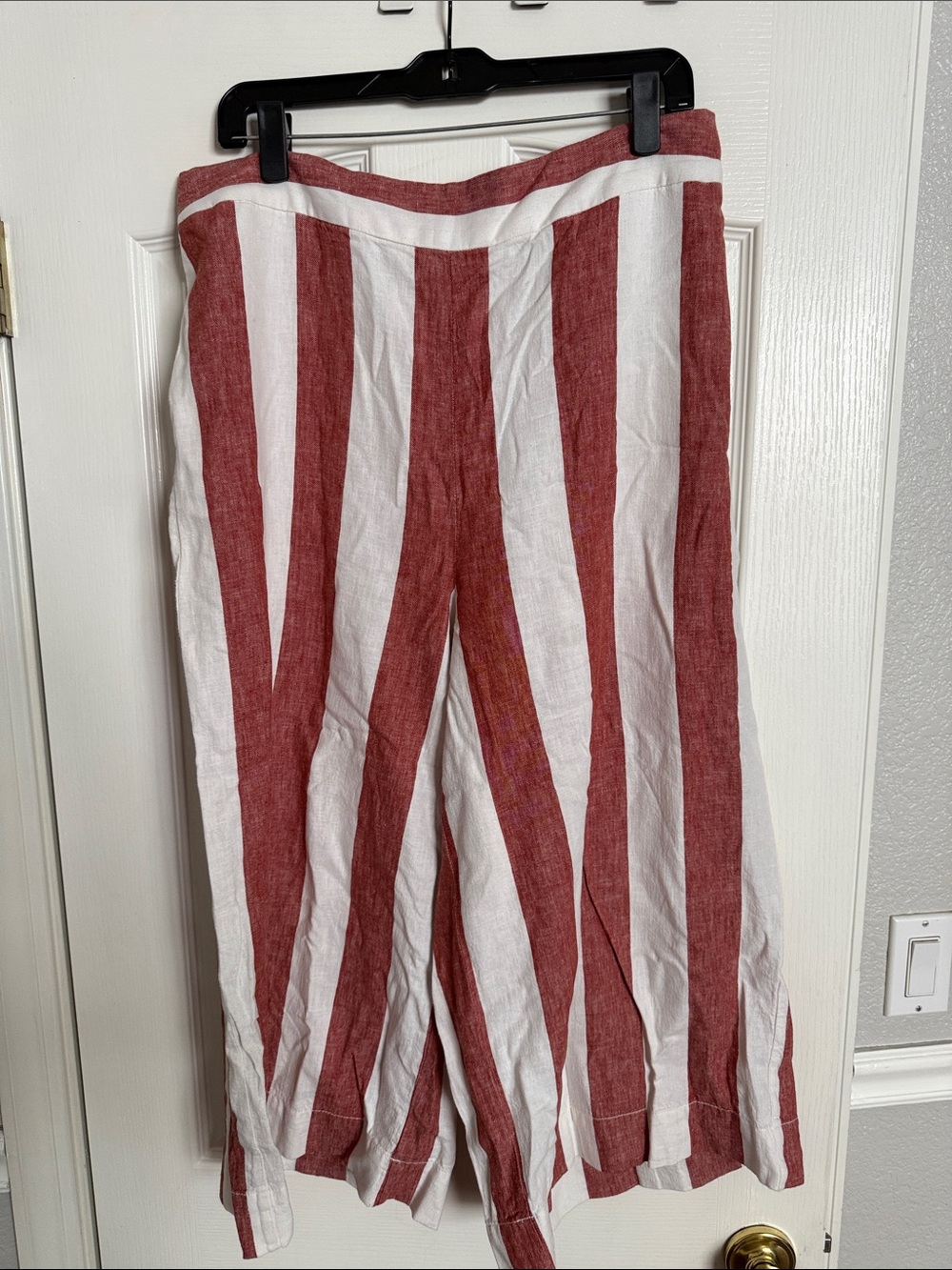 Madewell Red & White Vertical-Stripe Wide-Leg Chinos